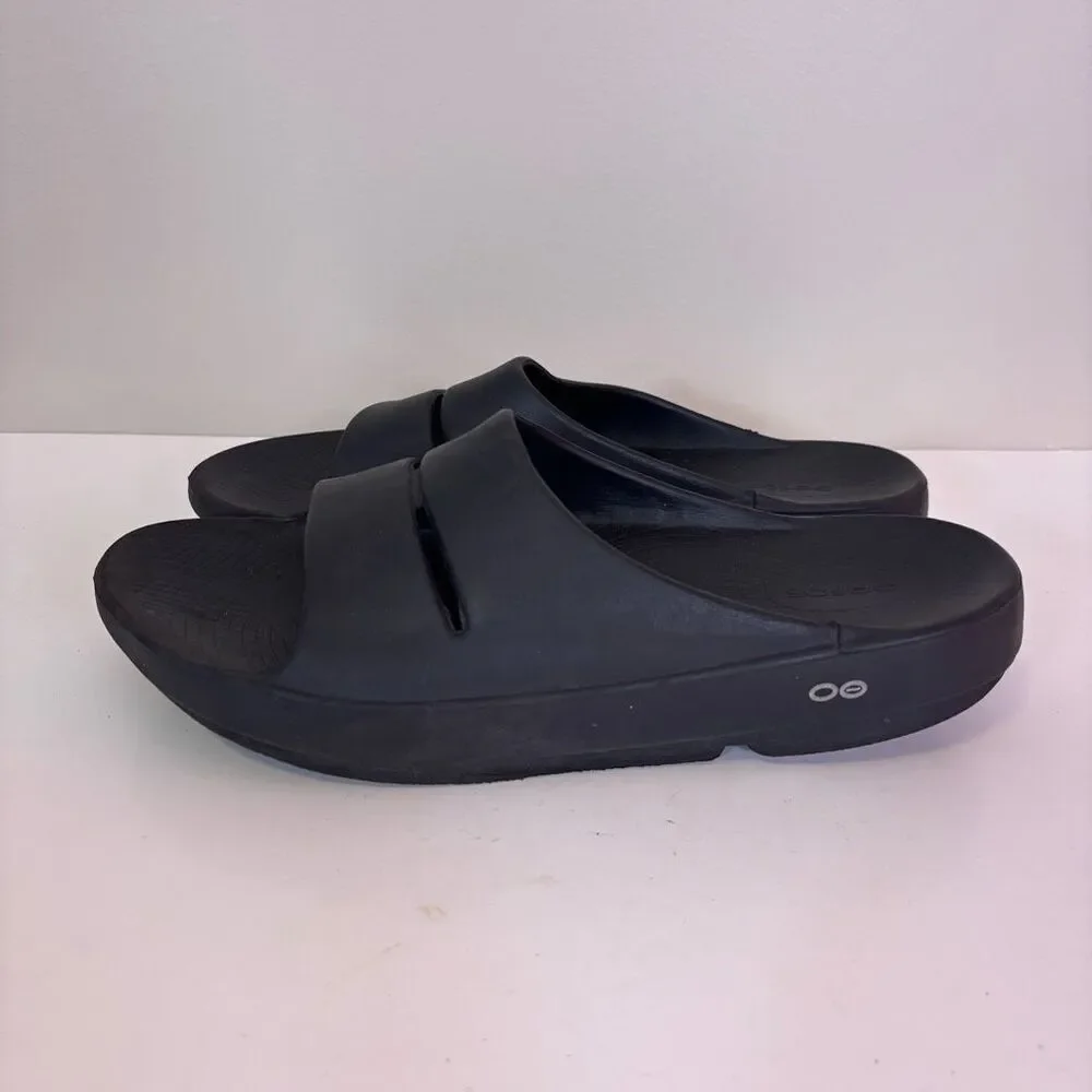 Oofos Men's Black Slide Comfort Sandals Men's 10,‎ Women's 12